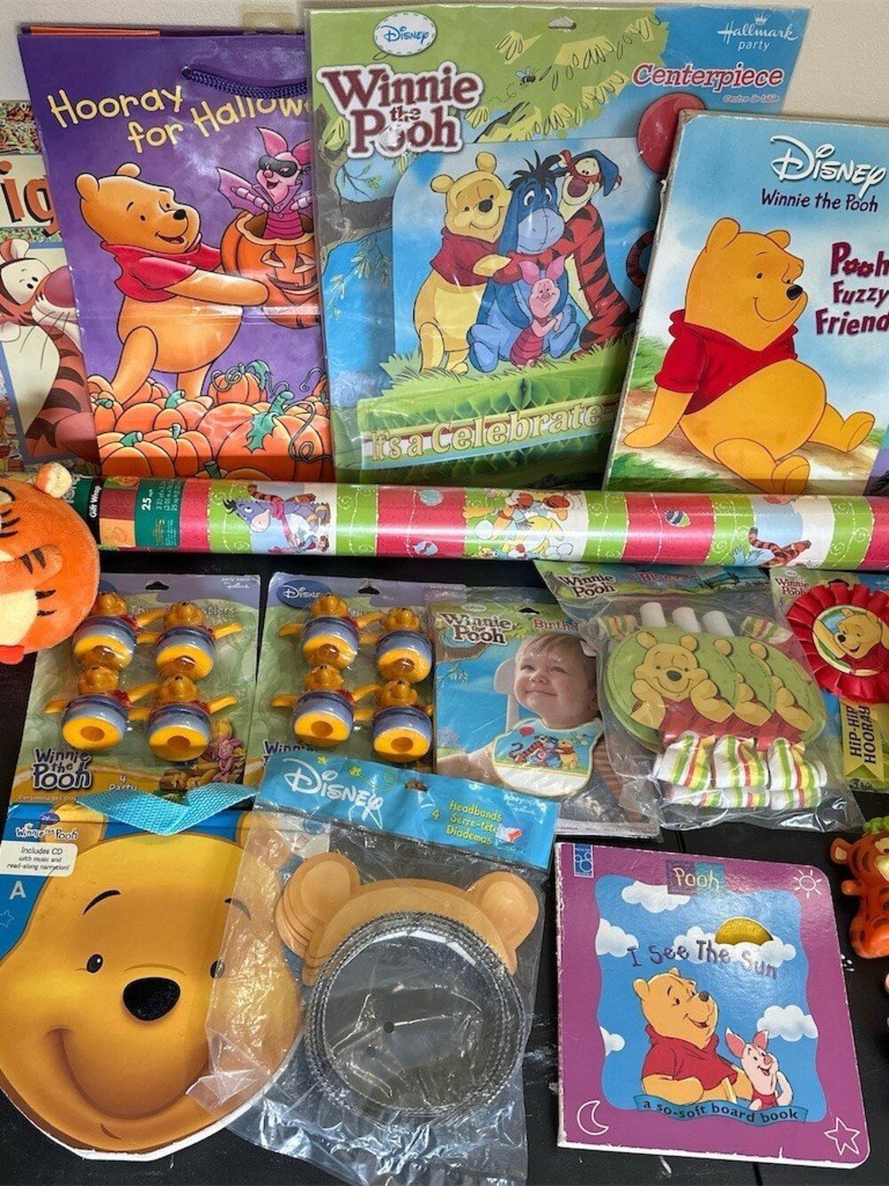 Disney Winnie the Pooh Party Supplies Mixed Lot Plush Toys Books Gift Wrap